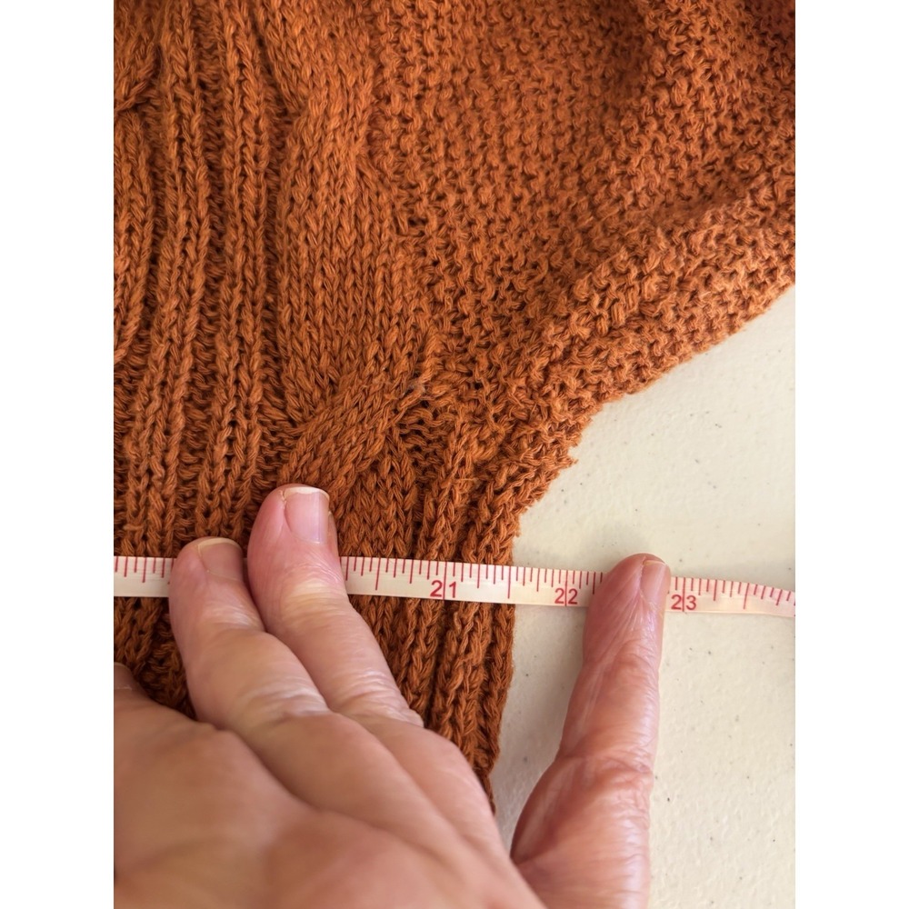J Jill Women Rust Brown Cable Knit Sweater Size Large Cotton Blend - Picture 7 of 7